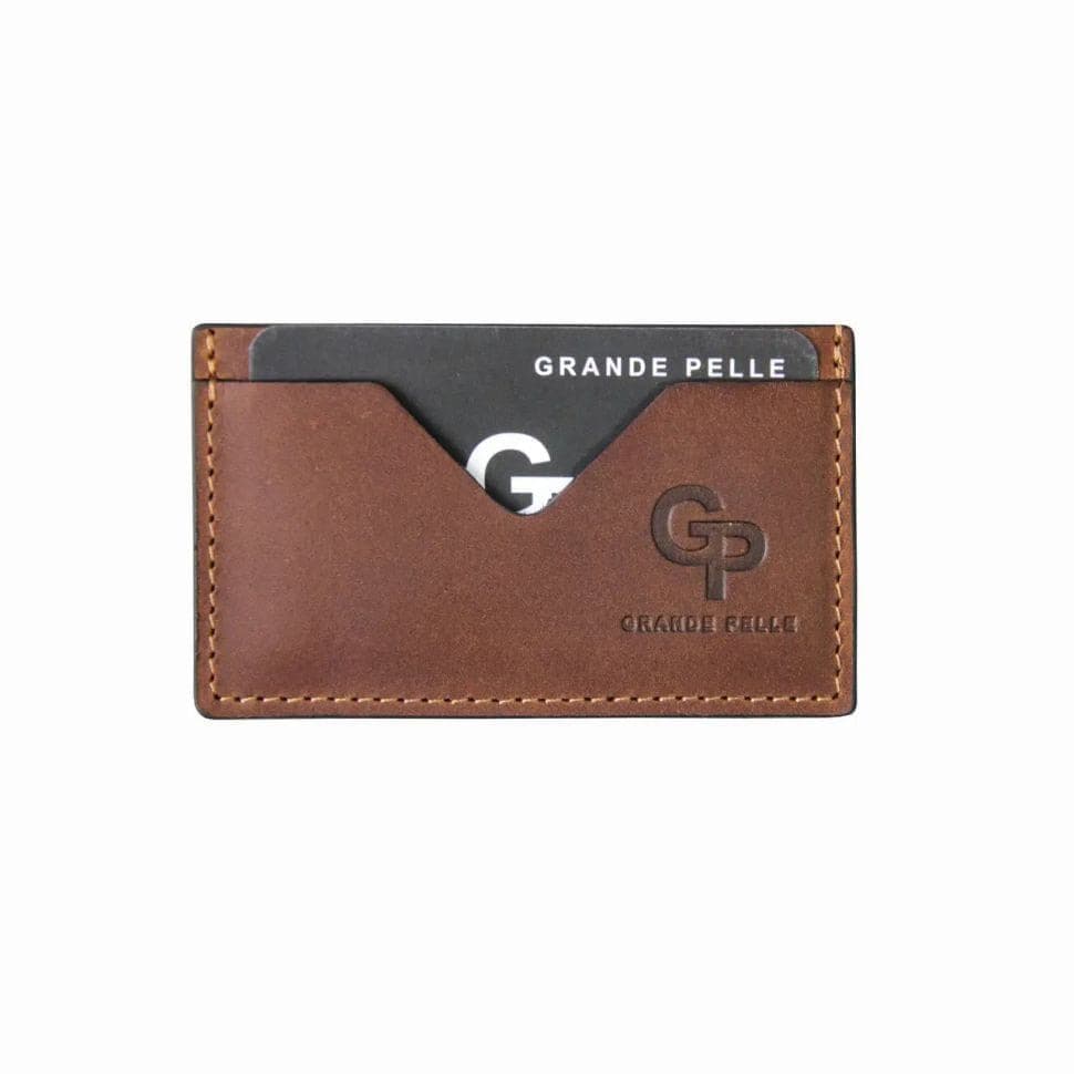 Кардхолдер Grande Pelle 300123 теракотова шкіра крейзі хорс — 3