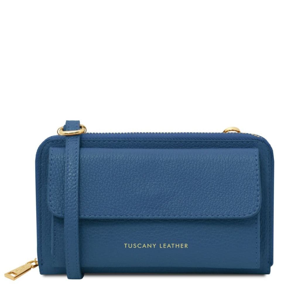 Шкіряний гаманець, сумка для телефона Urania Tuscany Leather TL142433 (Denim)