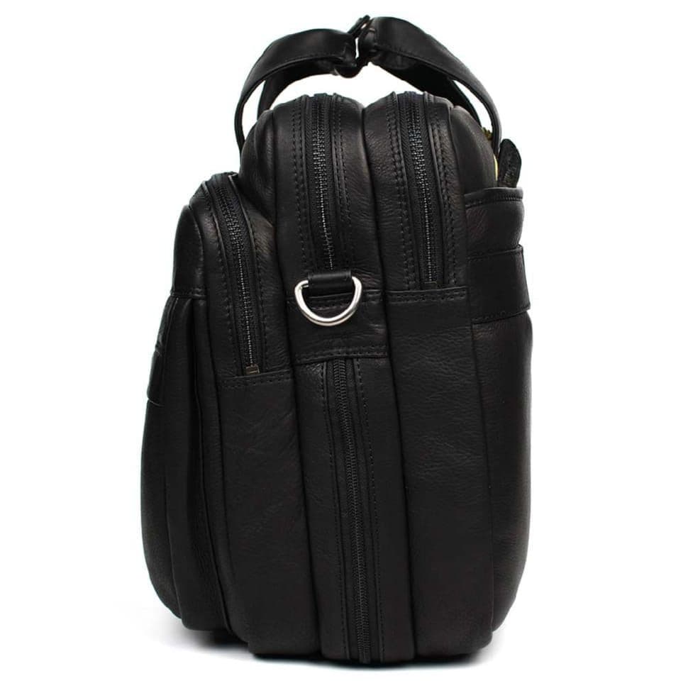 Велика шкіряна сумка для ноутбука 17 дюймів Hill Burry HB4075A чорна — 4