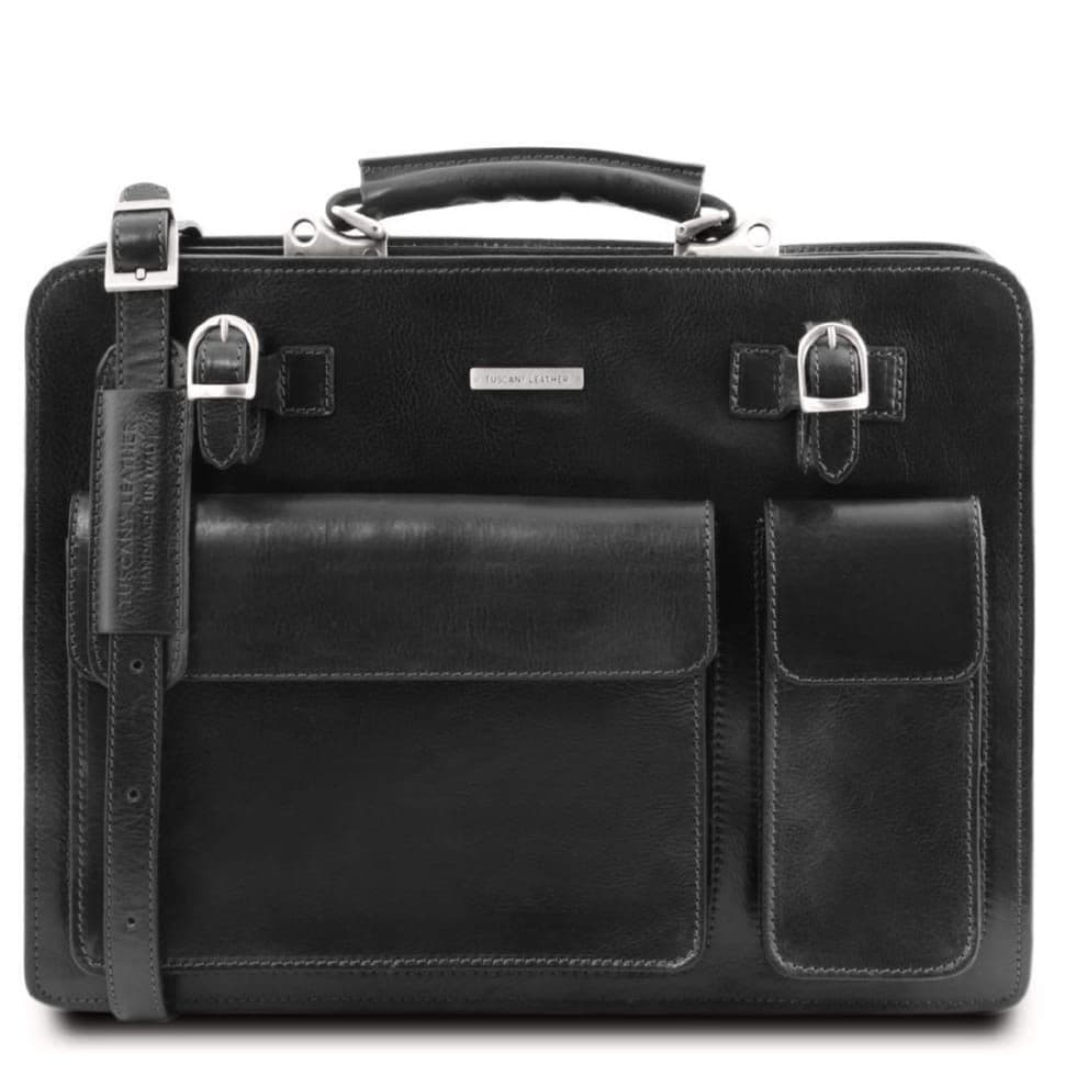 Чоловічий шкіряний портфель 2 відділення Tuscany Leather Venezia TL141268 (чорний) — 2