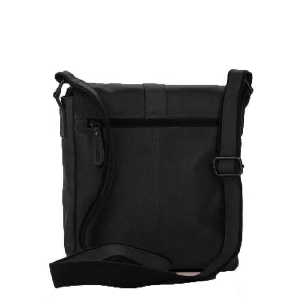 Шкіряна сумка через плече з клапаном чорна Hill Burry HB3095A — 4