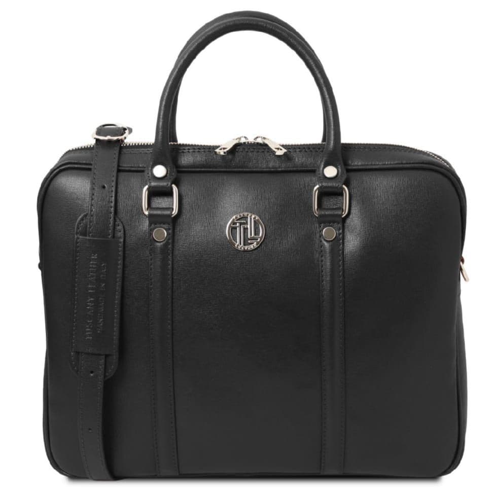 Ексклюзивний портфель для ноутбука з сафʼянової шкіри Prato Tuscany TL142453 (чорний)