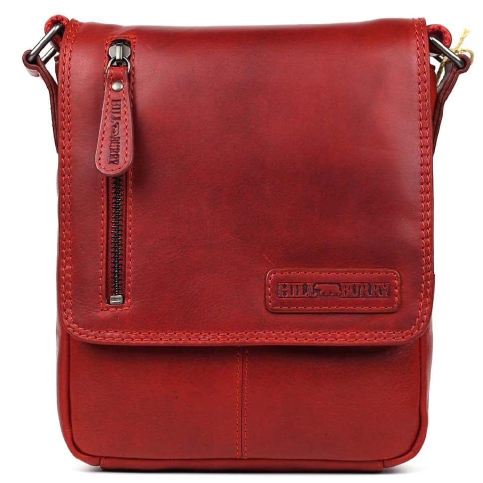 Чоловічий шкіряний червоний месенджер HILL BURRY HB3069sR
