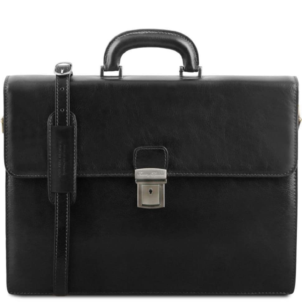 Шкіряний портфель на два відділення для чоловіків Tuscany Leather PARMA TL141350 (чорний)