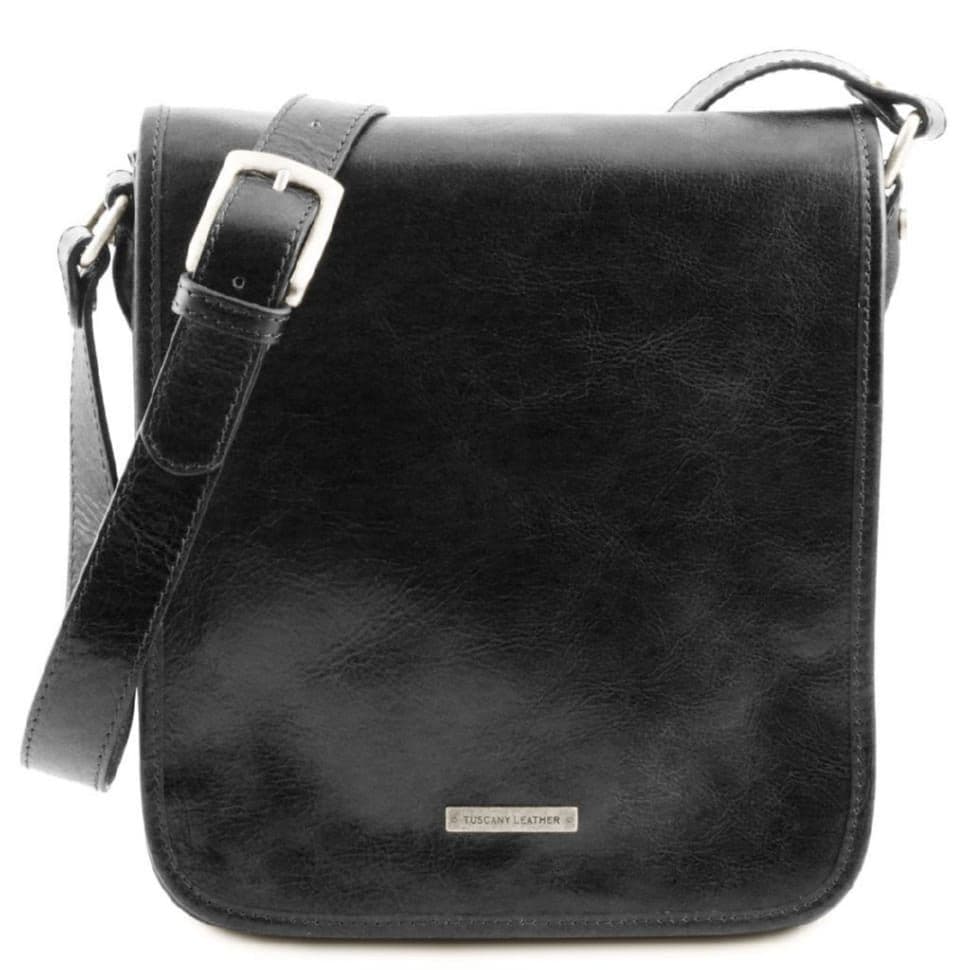 Чоловічий великий шкіряний месенджер Tuscany Leather Messenger TL141255 (чорний) — 2