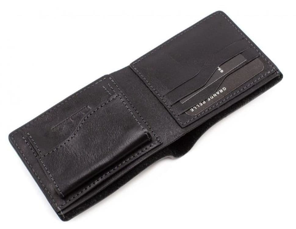 Шкіряне портмоне Grande Pelle 506610 чоловіче подвійного сложения (бифолд) — 2