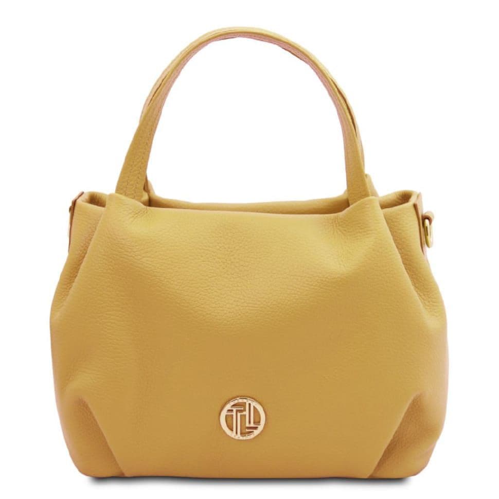 Жіноча шкіряна м'яка італійська сумка Nora Tuscany TL142372 (Pastel yellow)