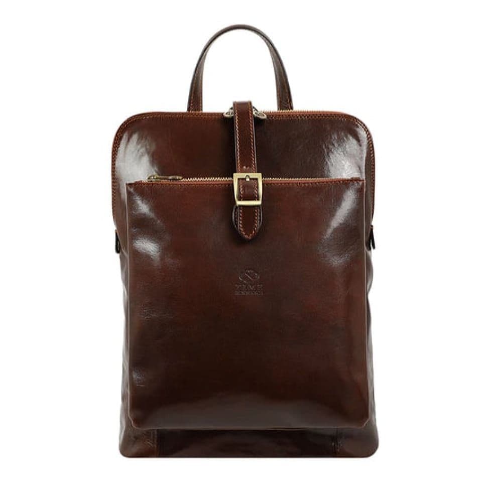 Womens Convertible Leather Backpack Shoulder Bag - Emma - Коричневий колір - Time Resistance 5218801
