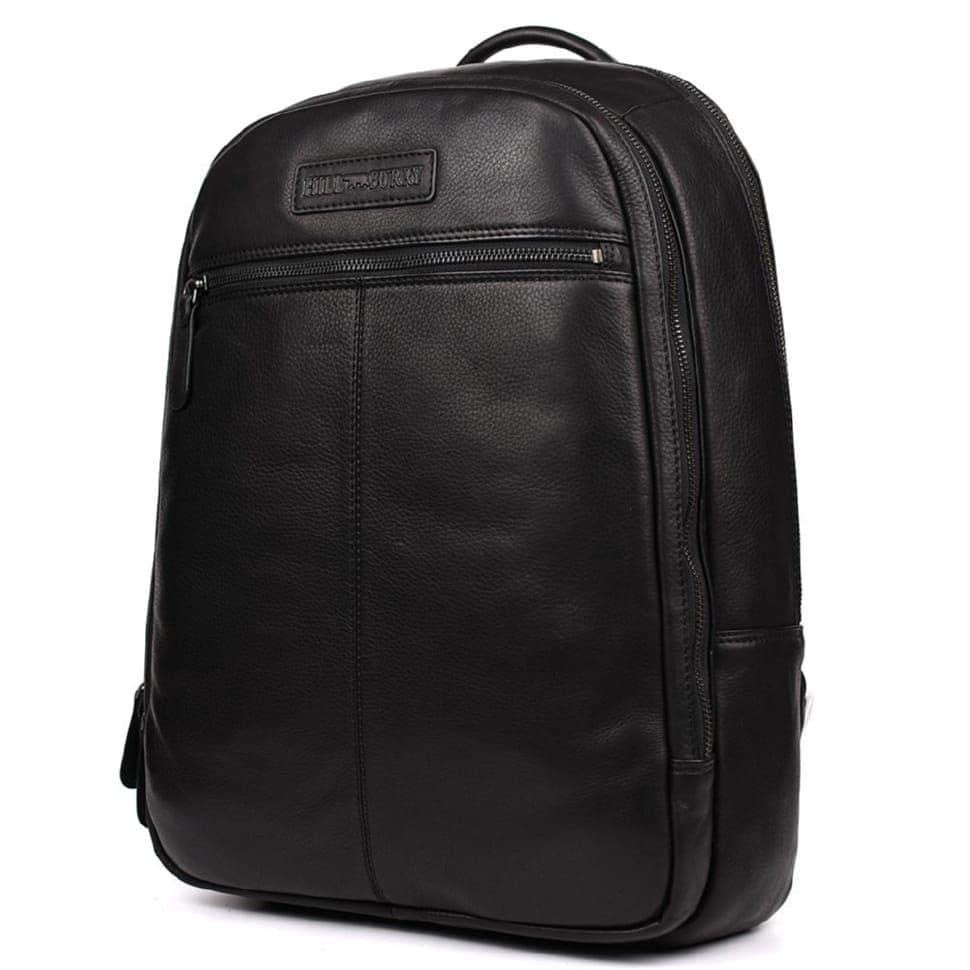 Великий шкіряний рюкзак HILL BURRY HB4006A чорний — 3