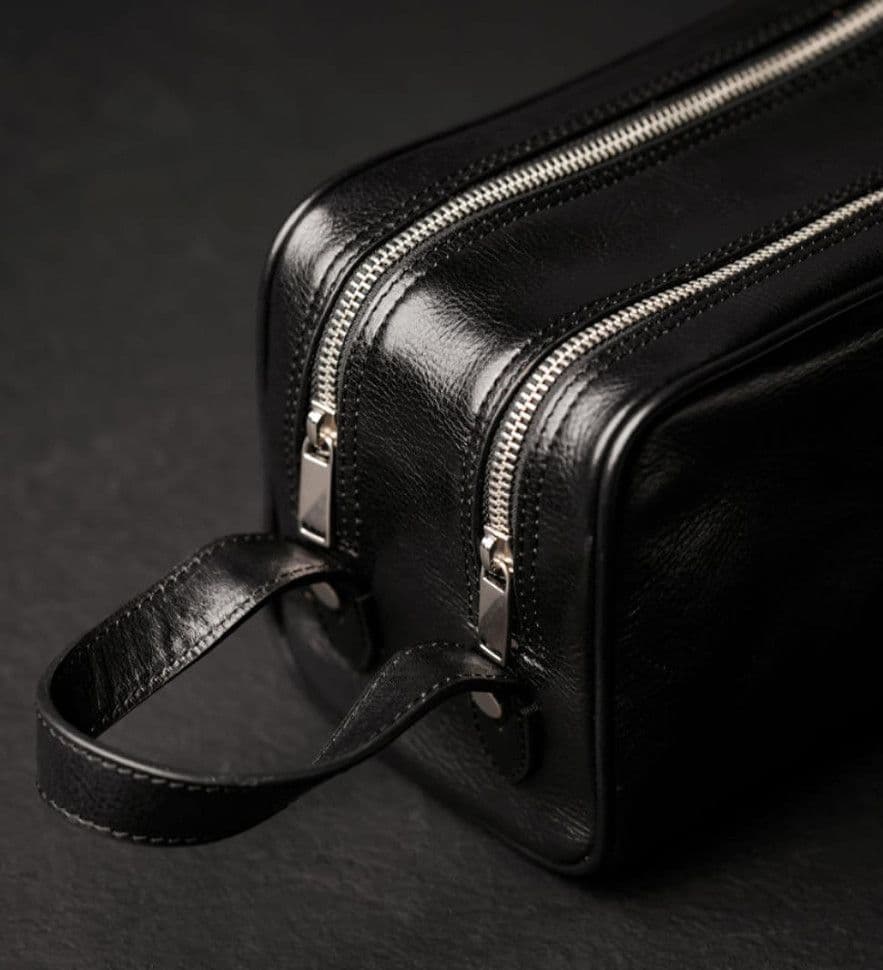 Жіноча шкіряна косметичка Dopp Kit - All the Kings Men - чорний колір - Time Resistance 5228201W — 3