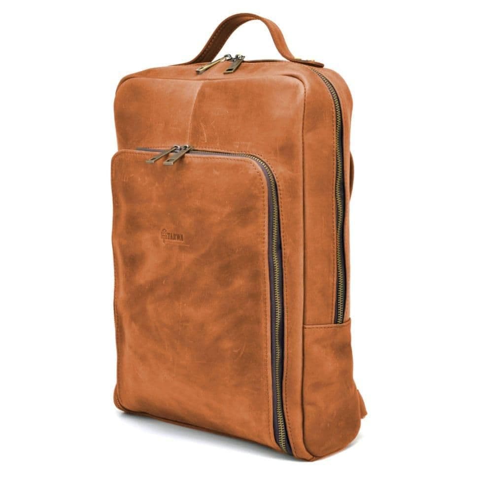 Рюкзак для ноутбука 15" дюймов RB-1240-4lx у коньячної шкірі крейзі хорс