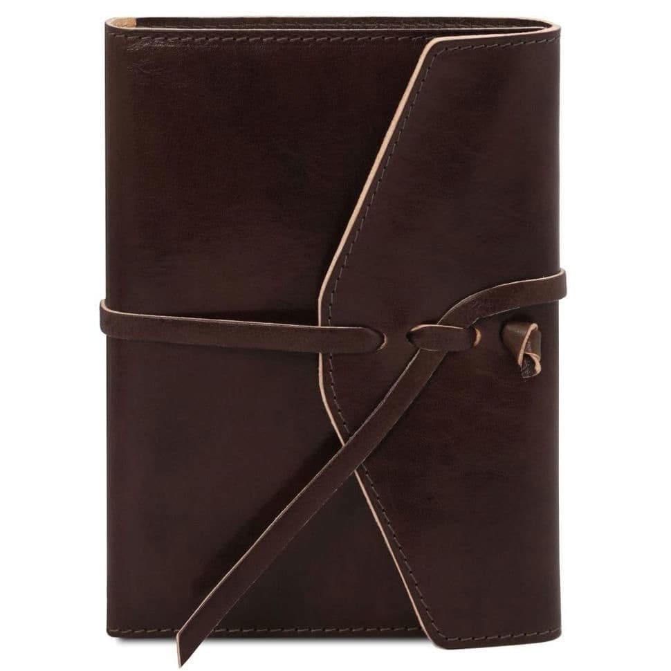 Шкіряний блокнот на шнуровке Tuscany Leather TL142027 (Темно-коричневий)