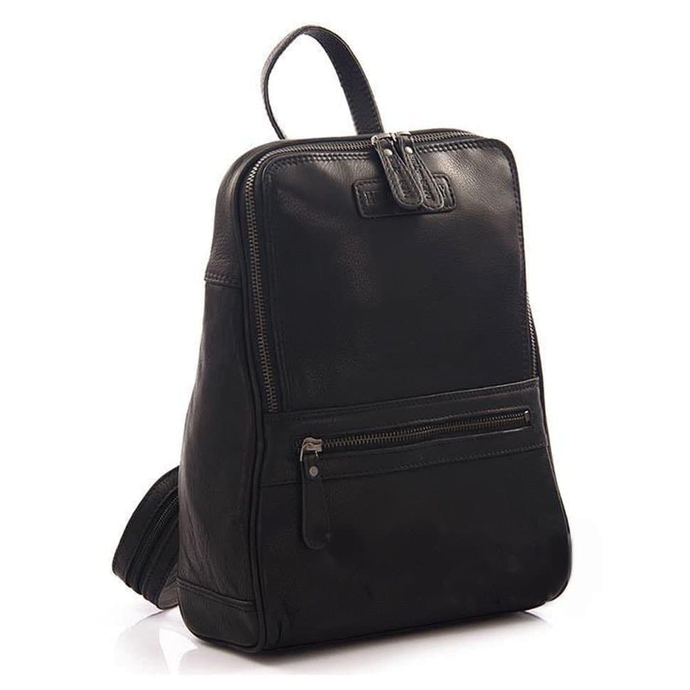 Рюкзак шкіряний чорного кольору HILL BURRY HB2399A