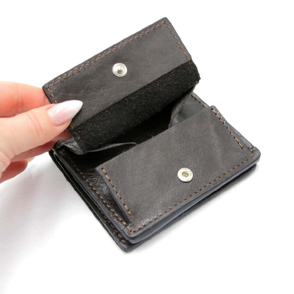 Чоловіче шкіряне портмоне коричневе Grande Pelle 538420 з монетницей — 4