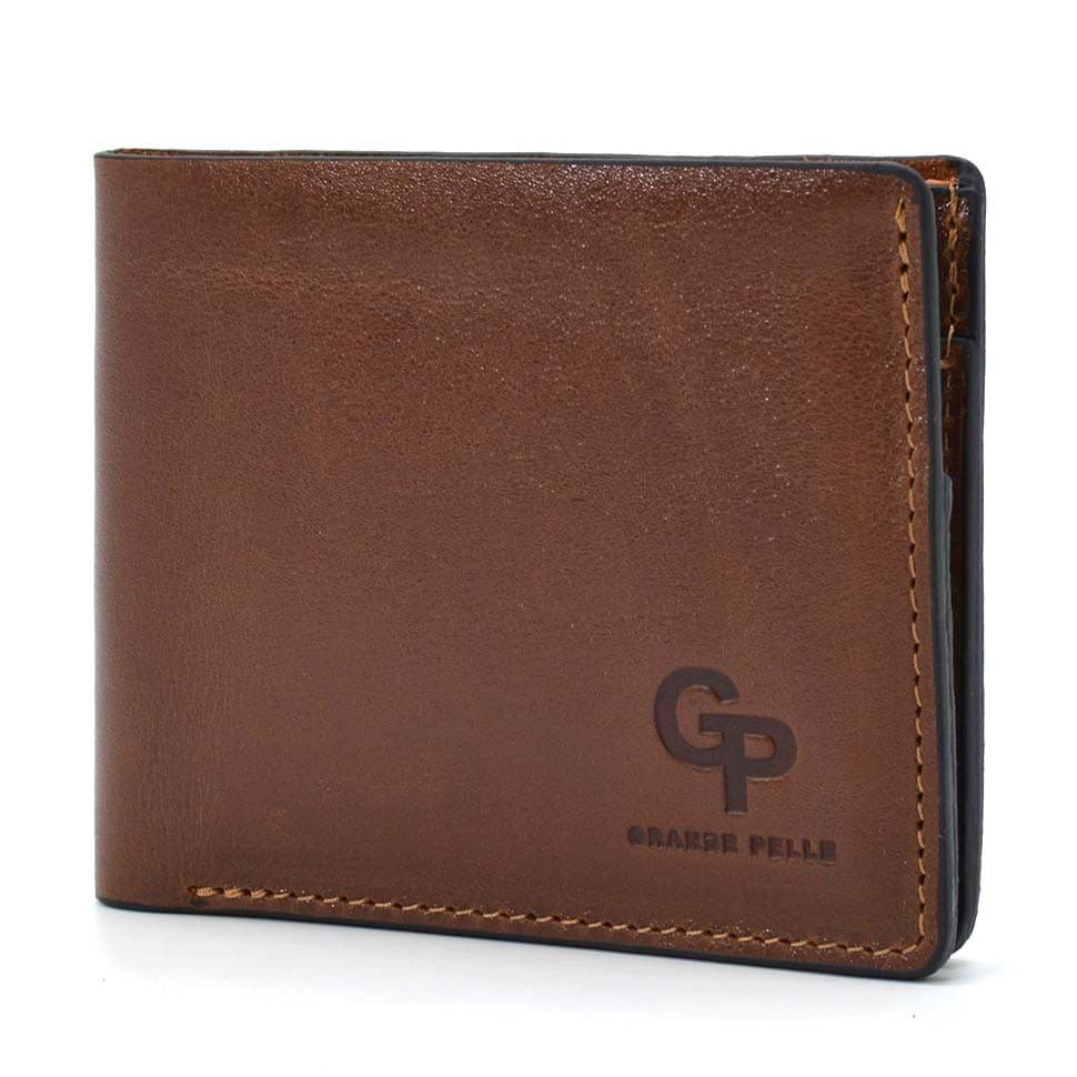 Шкіряне портмоне для чоловіків 505623 Grande Pelle, коричневого кольору — 4