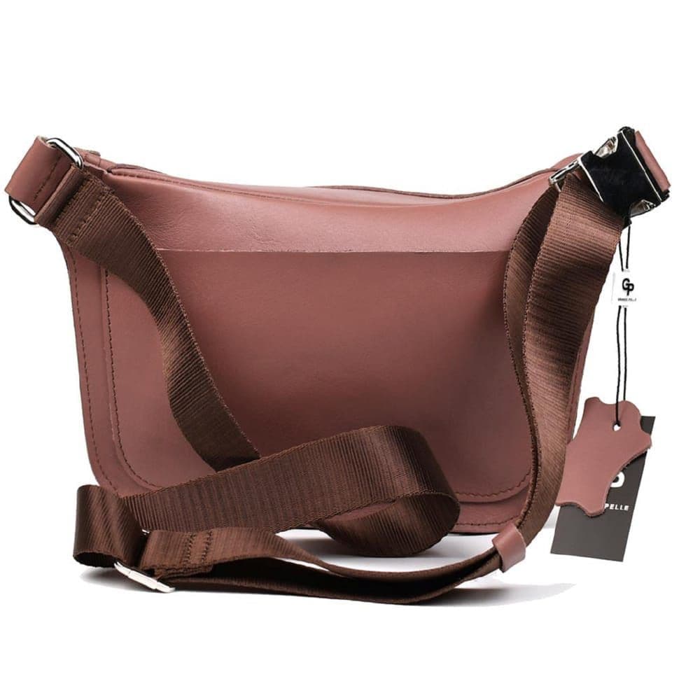 Шкіряна поясна сумка Grande Pelle 743665 пудрова — 4
