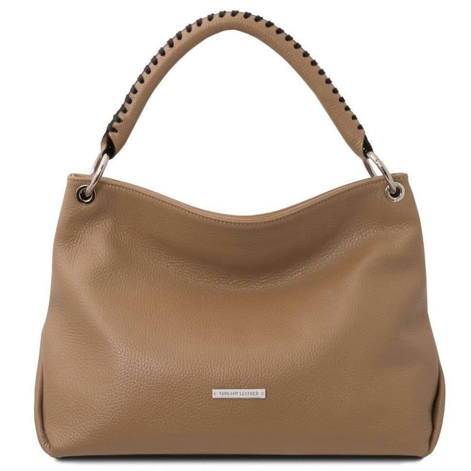 Сумка хобо шкіряна італійська Tuscany TL142087 (Taupe)