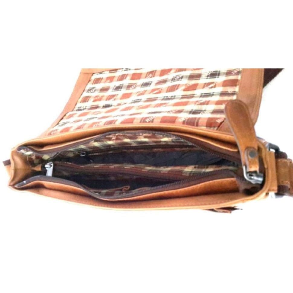 Сумка портфель через плече HILL BURRY HB6198B коньячна — 3