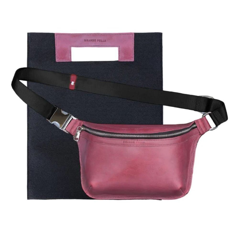 Шкіряна поясна сумка Grande Pelle 743661 бордова — 4