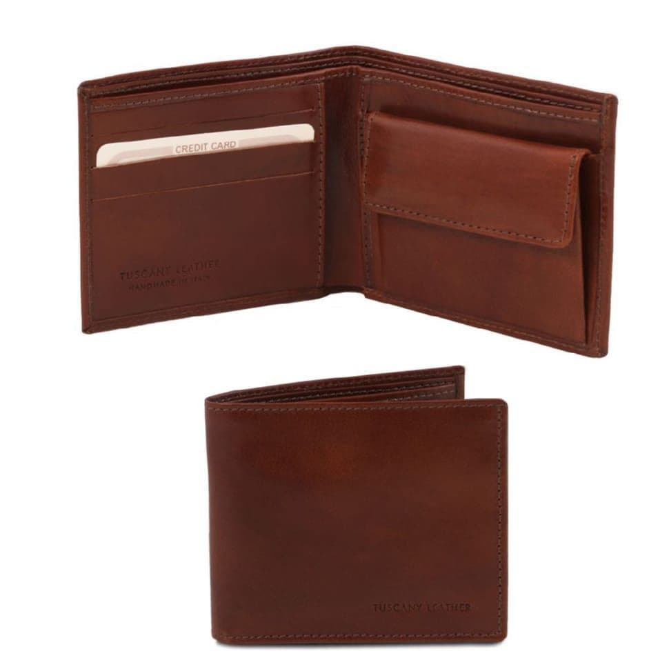 Ексклюзивний шкіряний гаманець чоловічий з монетником Tuscany Leather TL140761 (коричневий)