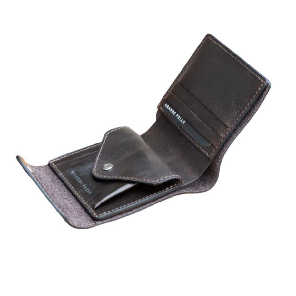 Чоловіче шкіряне портмоне коричневе Grande Pelle 546620 — 4