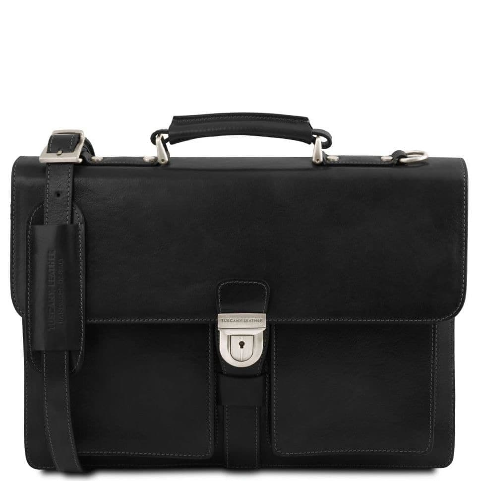 Assisi шкіряний портфель на 3 відділення Tuscany TL141825 (чорний)