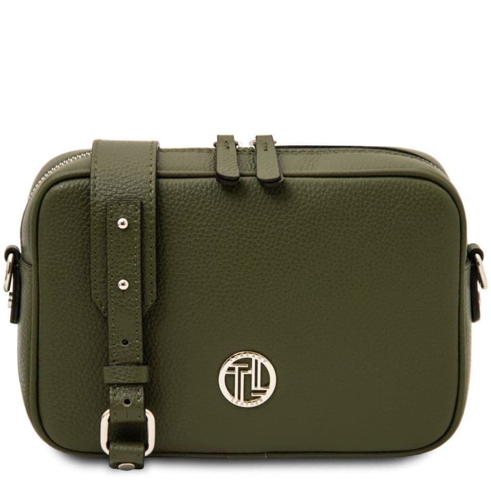 Італійська шкіряна сумка через плече жіноча Cubetto Tuscany TL142499 (Forest Green)
