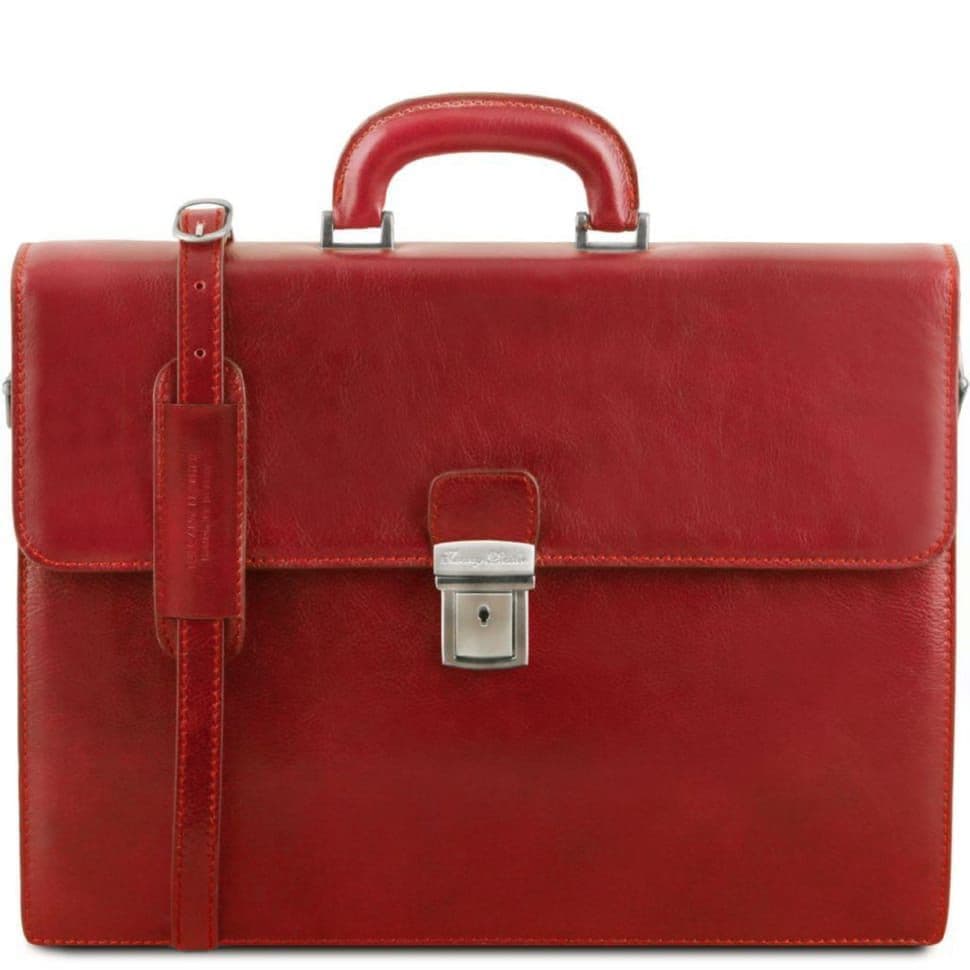 Шкіряний портфель на два відділення для чоловіків Tuscany Leather PARMA TL141350 (червоний)