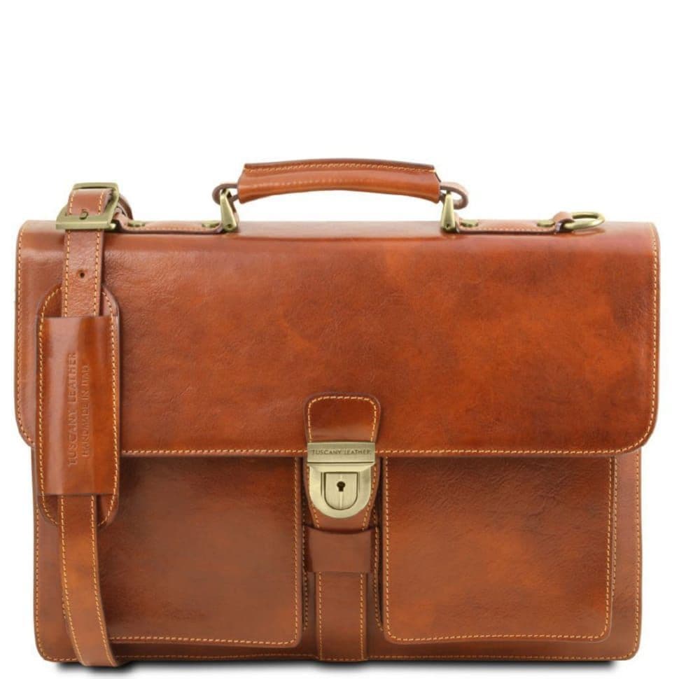 Assisi шкіряний портфель на 3 відділення Tuscany TL141825 (Мед)
