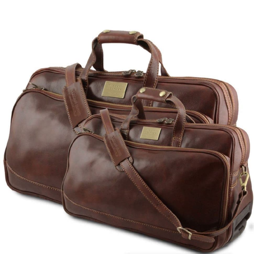 Шкіряний набір сумок на колесах Tuscany Leather Bora Bora TL3072 (коричневий)