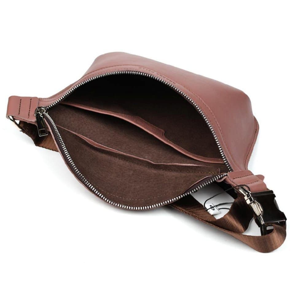 Шкіряна поясна сумка Grande Pelle 743665 пудрова — 2