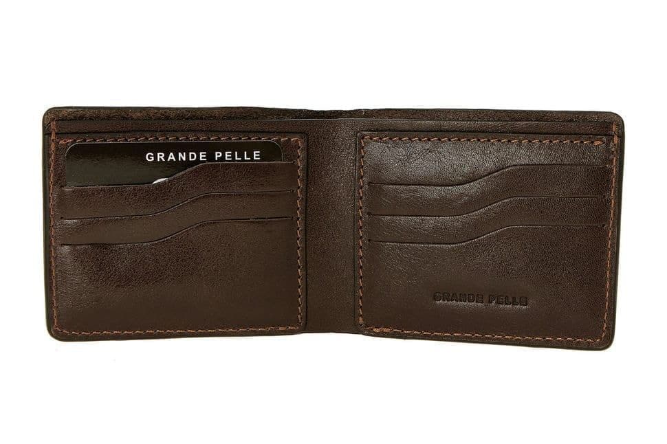 Портмоне Grande Pelle Onda 110х90х10 мм глянсова шкіра шоколад 507620 — 2