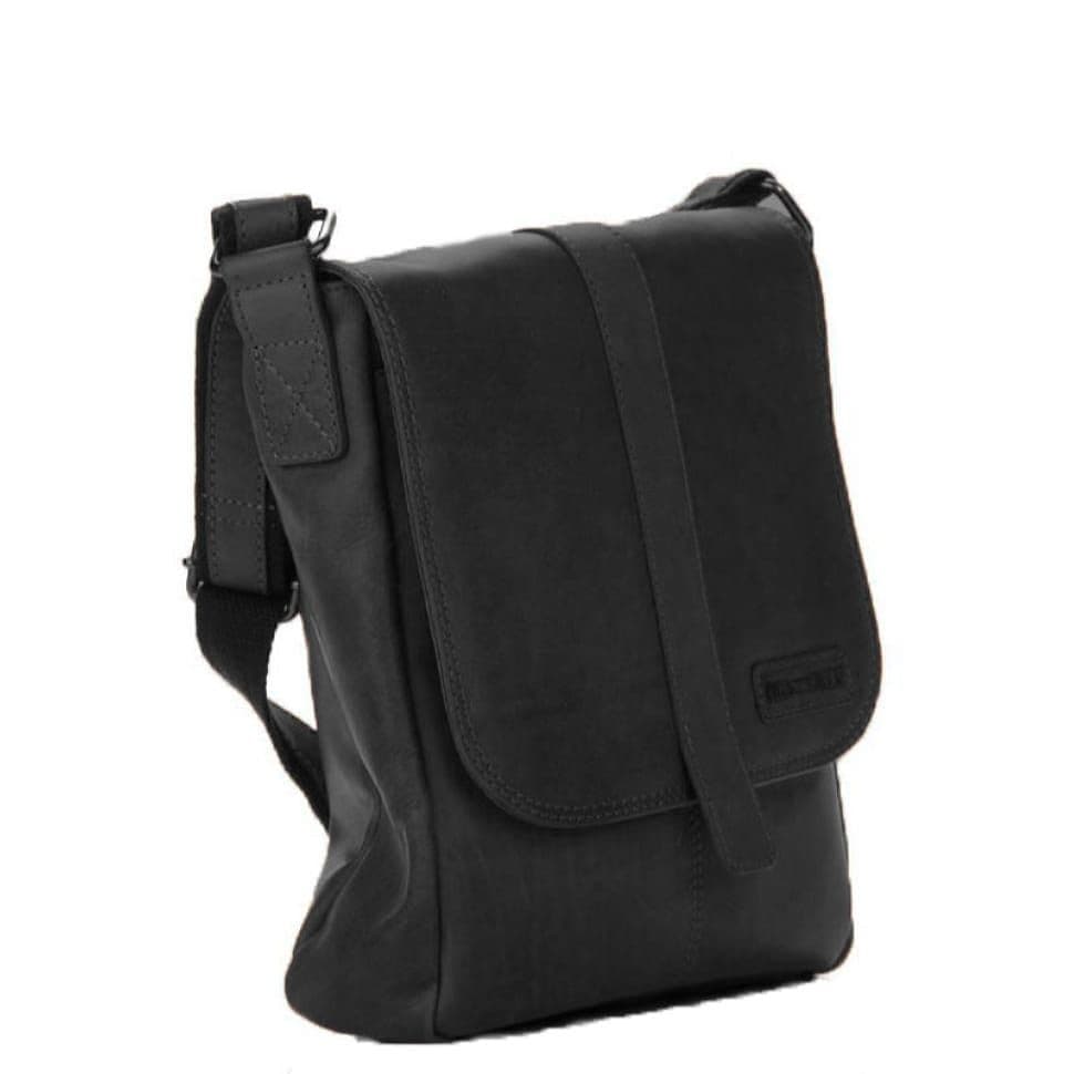 Шкіряна сумка через плече з клапаном чорна Hill Burry HB3095A — 3