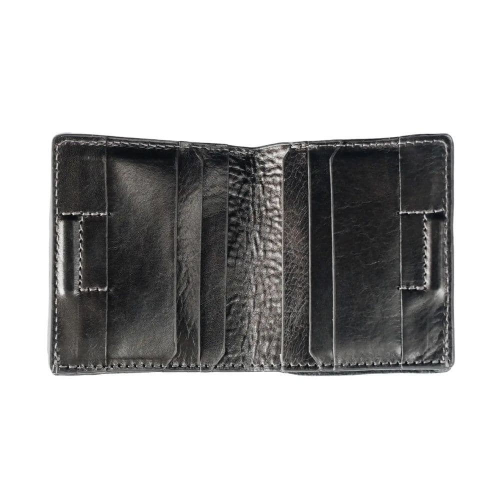 Чоловіче шкіряне портмоне бифолд з монетницей Grande Pelle 528610 чорне — 2