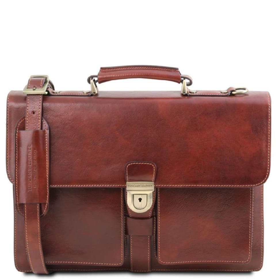 Assisi шкіряний портфель на 3 відділення Tuscany TL141825 (коричневий)
