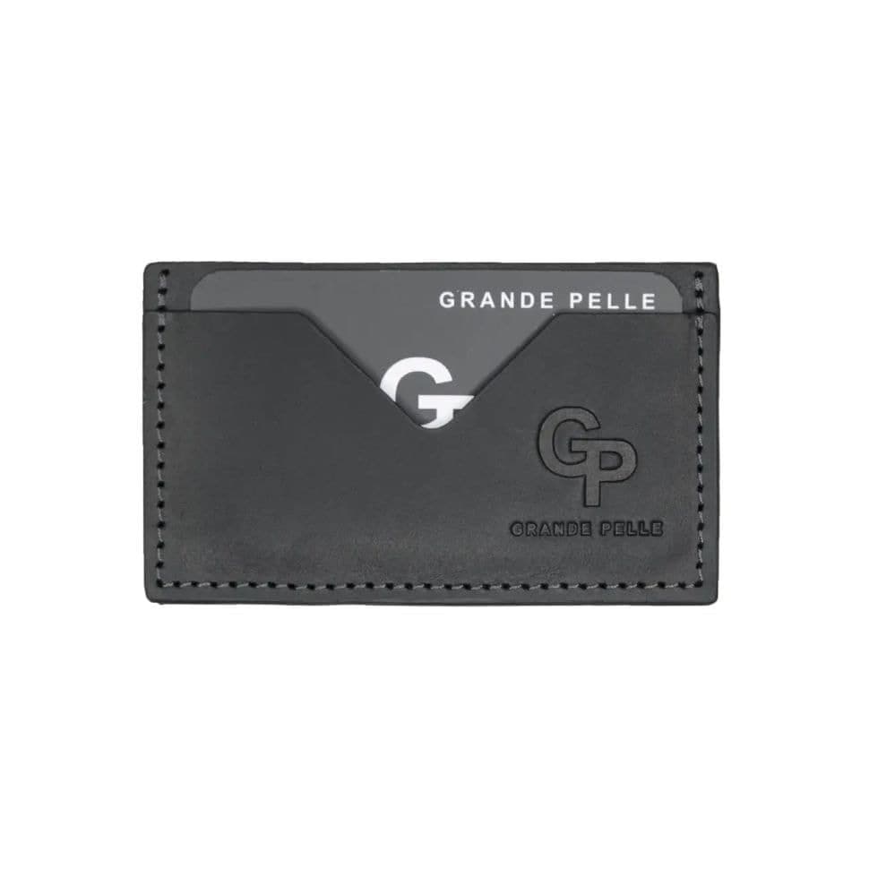 Кардхолдер Grande Pelle 300110 чорна шкіра крейзі хорс — 4