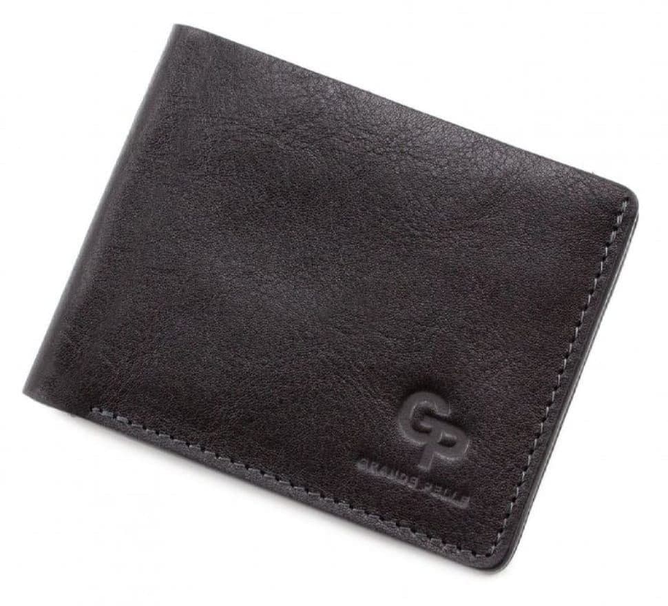 Шкіряне портмоне Grande Pelle 506610 чоловіче подвійного сложения (бифолд)
