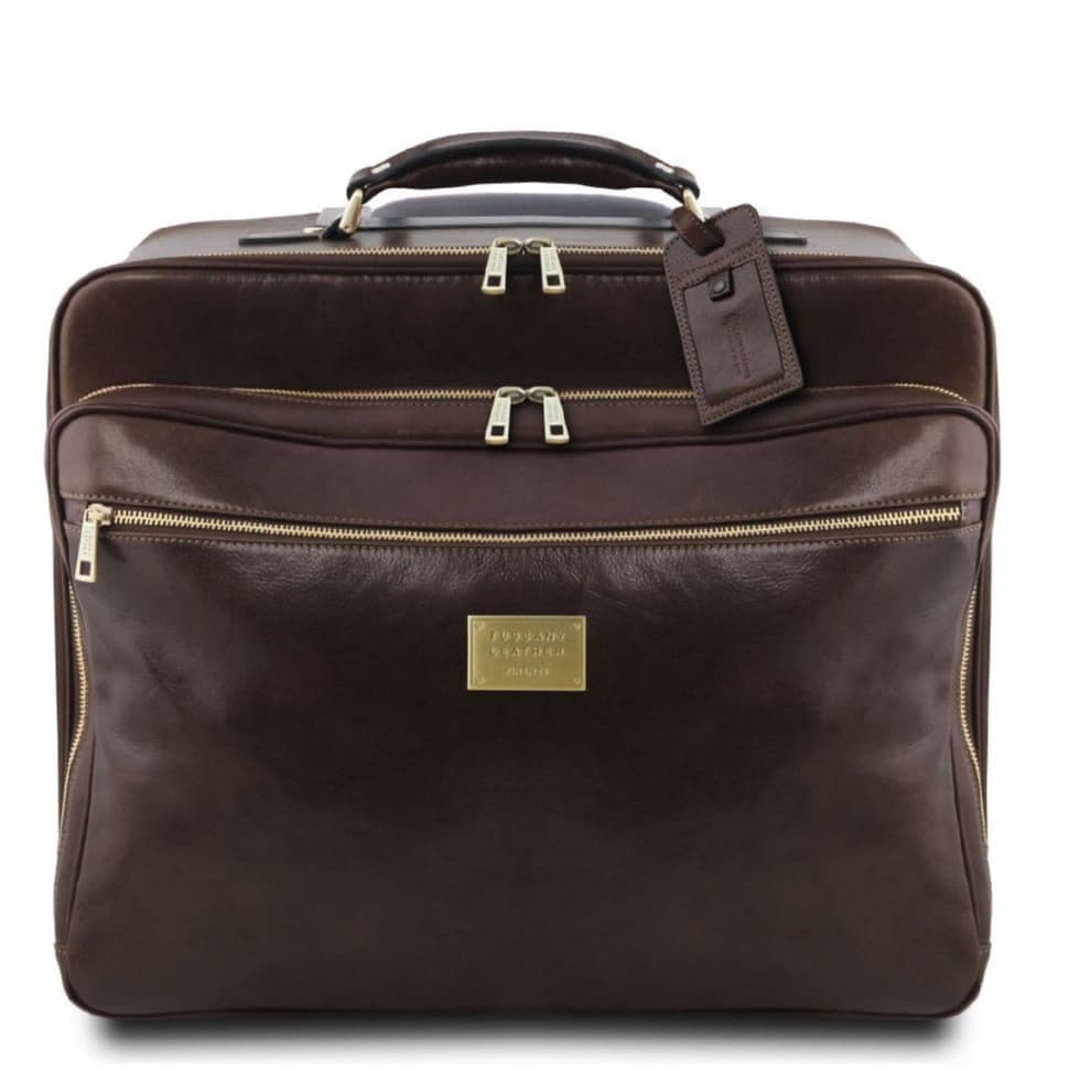 Шкіряна салонная сумка валіза пилота Varsavia Tuscany Leather TL141888 (Темно-коричневий)