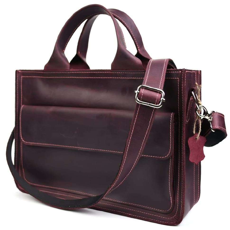 Сумка портфель шкіряна для документів ноутбука LIMARY lim-380RW бордо — 4