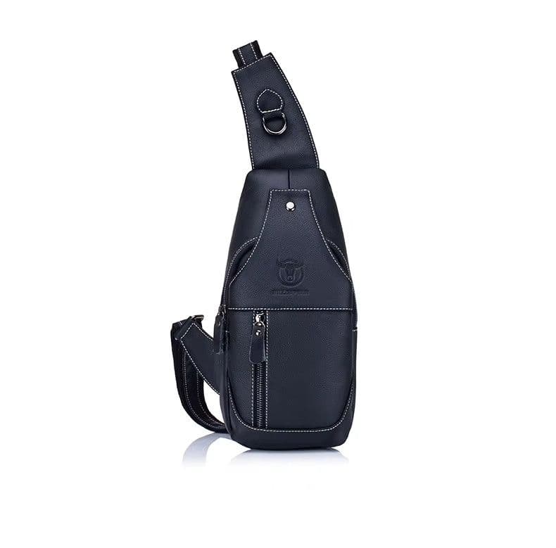 Шкіряний чоловічий рюкзак слінг Bull TB019A чорний — 2