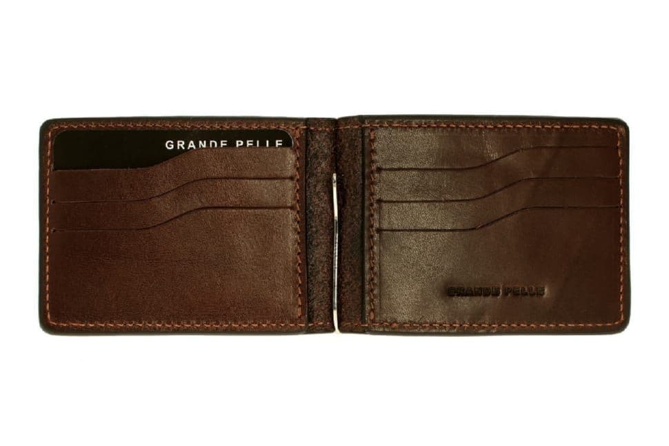 Затискач Grande Pelle Onda глянсова шкіра шоколад 105620 — 2