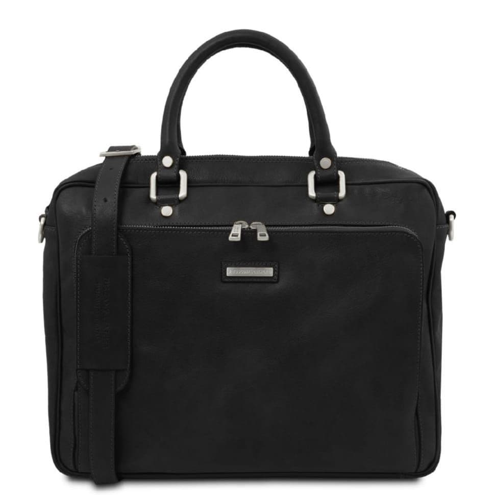 Pisa шкіряний портфель для ноутбука з передньою кишенею Tuscany TL142427 (чорний)