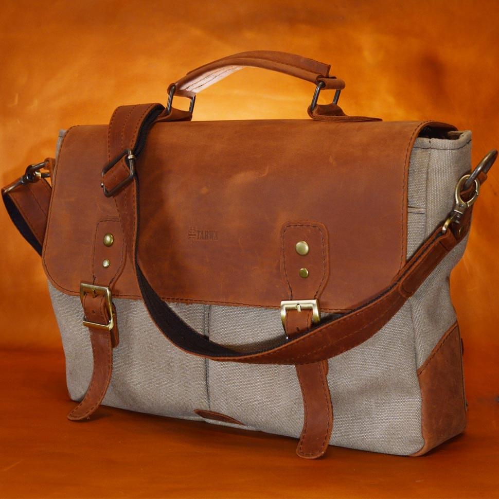 Чоловіча сумка-портфель из канваса и шкіри RBcs-3960-3md TARWA — 4