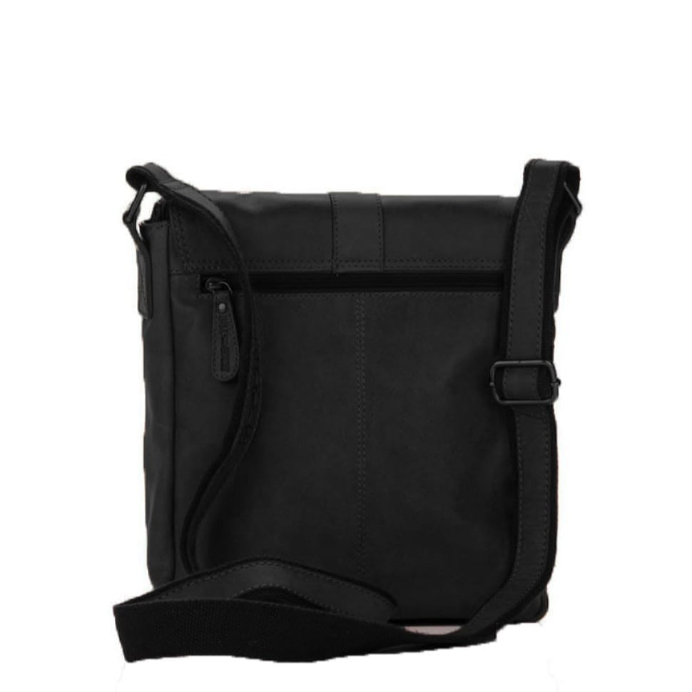 Шкіряна сумка через плече с клапаном чорна Hill Burry HB3095A — 4
