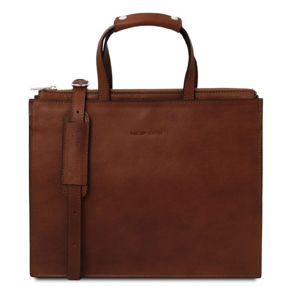 Жіночий портфель шкіряний на три відділення Palermo Tuscany TL142452 (коричневий)