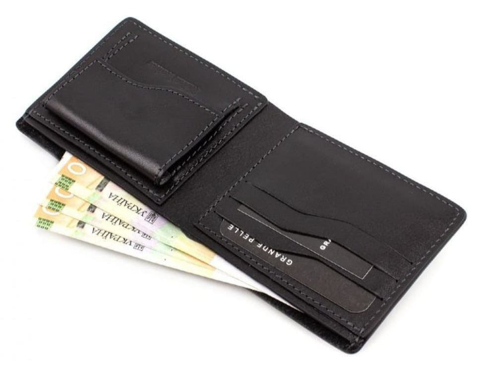 Шкіряне портмоне Grande Pelle 506610 чоловіче двойного сложения (бифолд) — 3