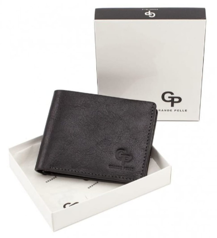 Шкіряне портмоне Grande Pelle 506610 чоловіче двойного сложения (бифолд) — 4