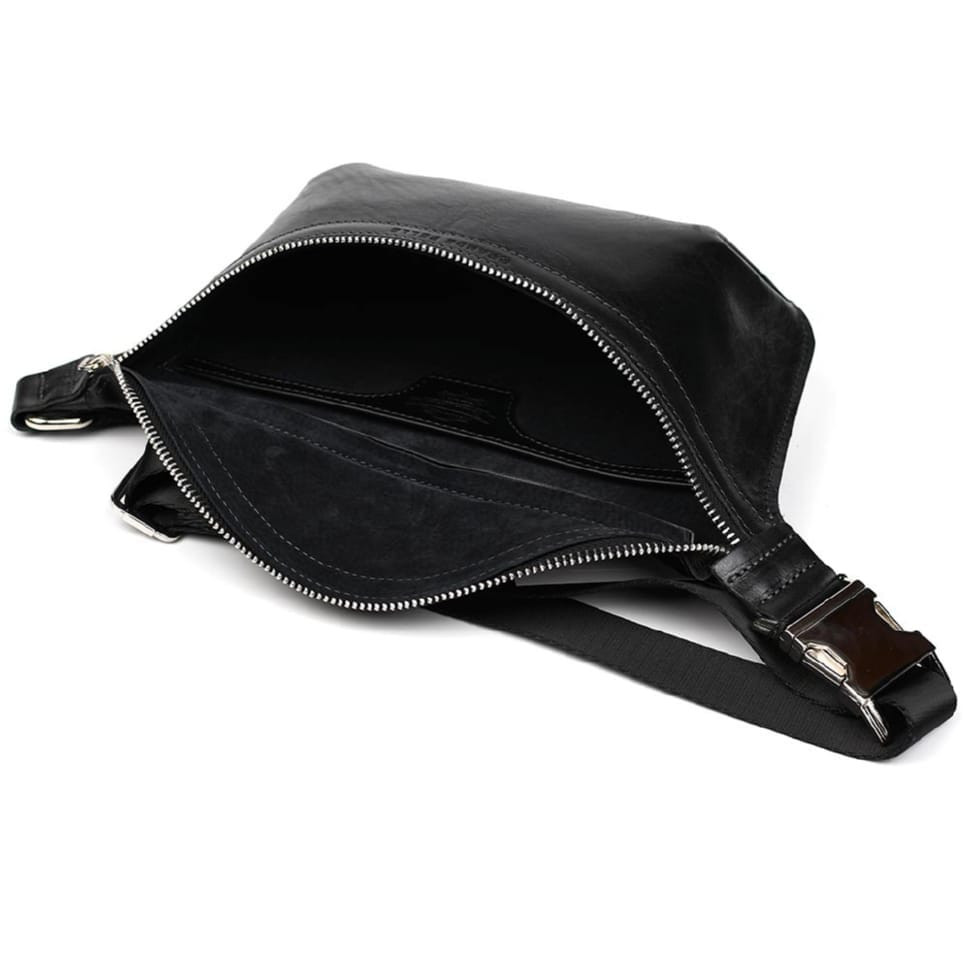 Шкіряна поясна сумка Grande Pelle 743610 чорна — 2