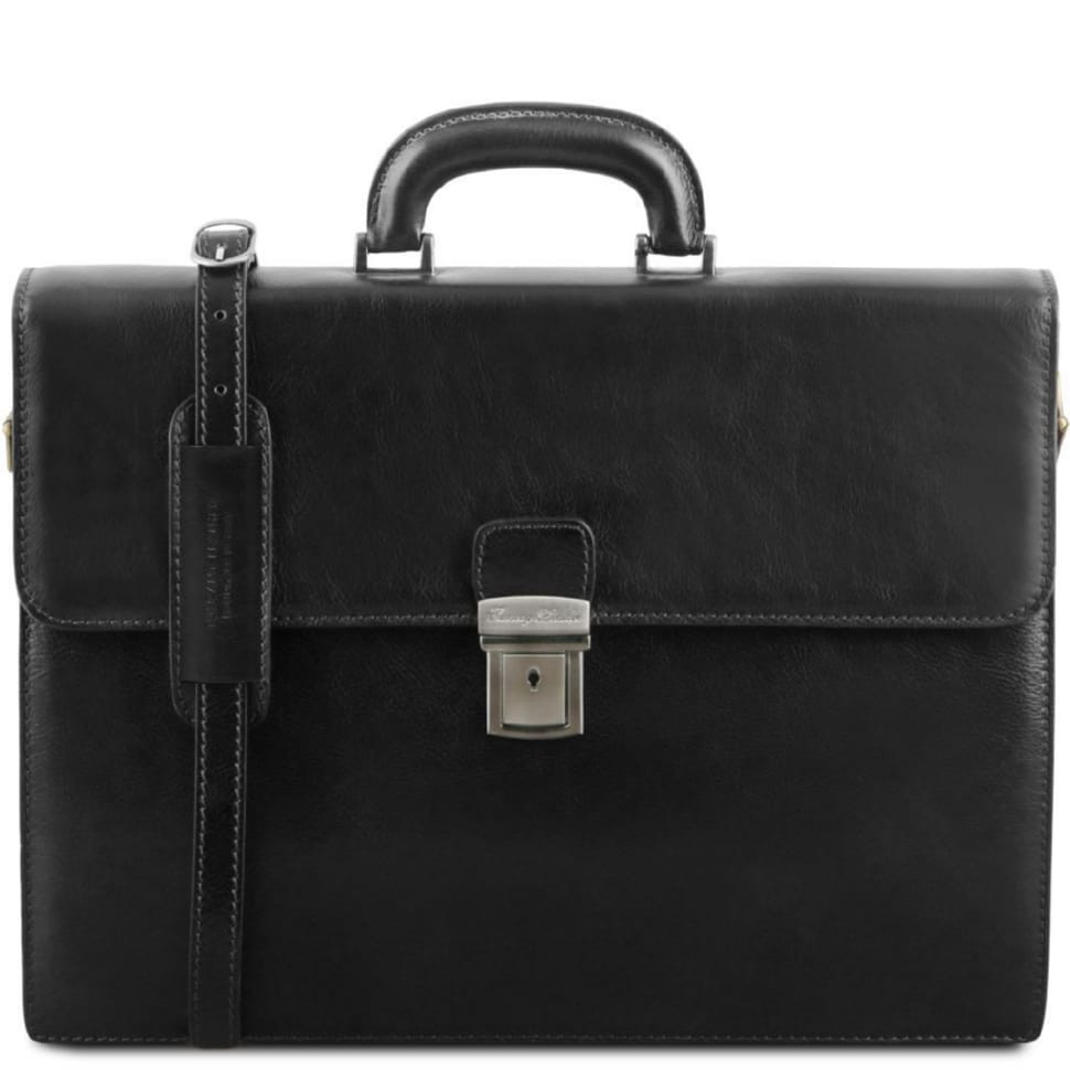 Шкіряний портфель на два відділення для чоловіків Tuscany Leather PARMA TL141350 (чорний)