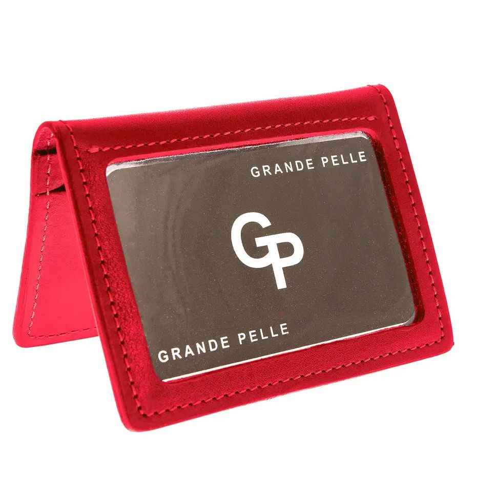 Шкіряна обкладинка на права ID паспорт, удостоверение Grande Pelle 211660 червона — 3